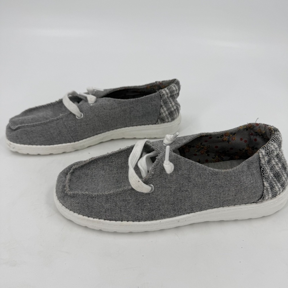 Pop Boating 2 Boat Shoes Mens US 8M Gray White Houndstooth Comfort Fit Moc Toe